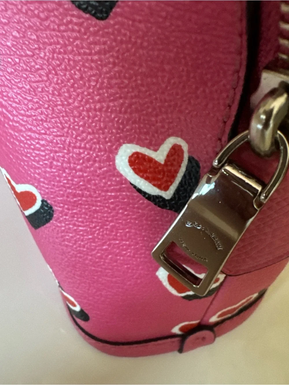 Coach Pink Heart-Print Mini Satchel with Removable Strap